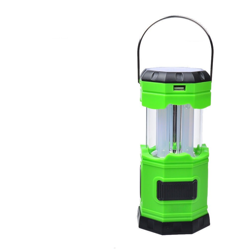 Lanterna cu incarcare solara, 6 LED-uri, Mufa USB, 220V, Verde