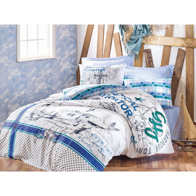 Lenjerie pentru pat de 1 persoana Vira Verde cu 3 piese