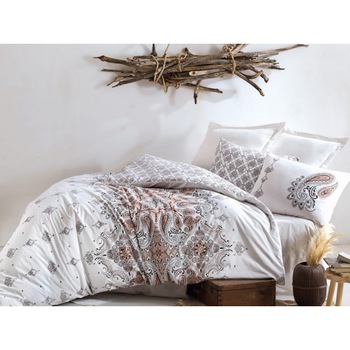 Lenjerie pat dublu bumbac 100% , Harley bej, Cotton Box ,4 piese Lenjerie pat dublu bumbac 100% , Harley bej, Cotton Box ,4 piese