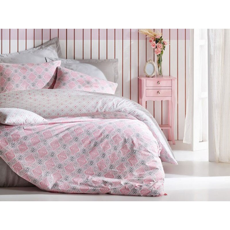 Lenjerie pentru pat de 1 persoana Fine Roz cu 3 piese