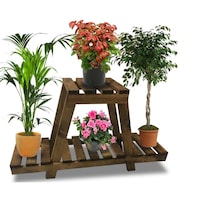 Etajera flori din lemn, Homs Garden 2, Natur, 75 x 49 x 25 cm