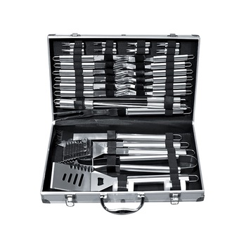 Set 32 accesorii gratar OutDoor din otel inoxidabil de calitate superioara, geanta transport din aluminiu captusita, cu material textil Set 32 accesorii gratar OutDoor din otel inoxidabil de calitate superioara, geanta transport din aluminiu captusita, cu material textil