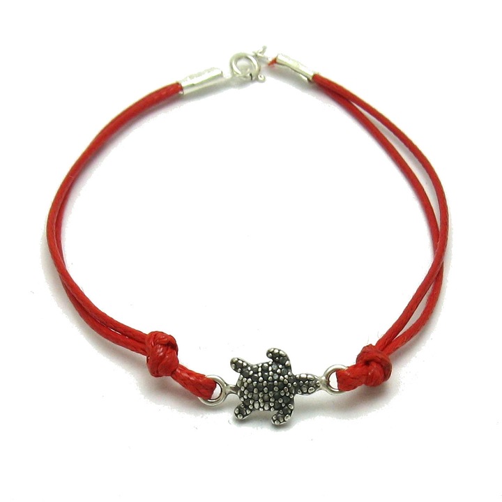 Дамска сребърна гривна Empress Костенурка с червен конец B000216R проба 925