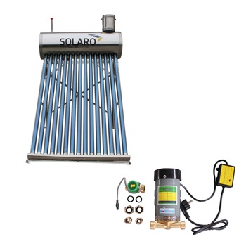 Kit Panou solar apa calda Solaro 135 litri INOX si vas asistent cu flotor plus pompa ridicare presiune 120 W Kit Panou solar apa calda Solaro 135 litri INOX si vas asistent cu flotor plus pompa ridicare presiune 120 W