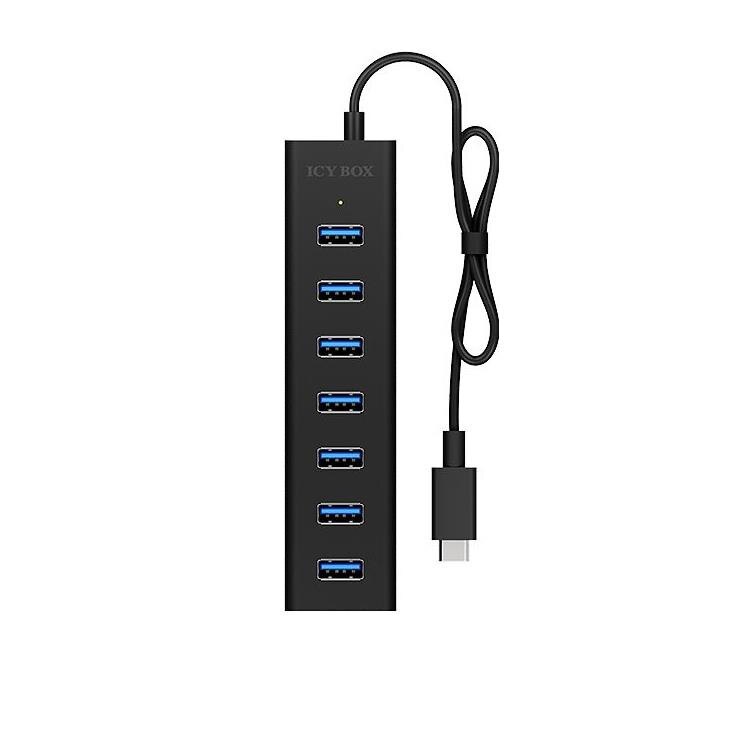HUB USB C RaidSonic, IB-HUB1700-C3, 7 porturi USB 3.0 Typ A, Negru