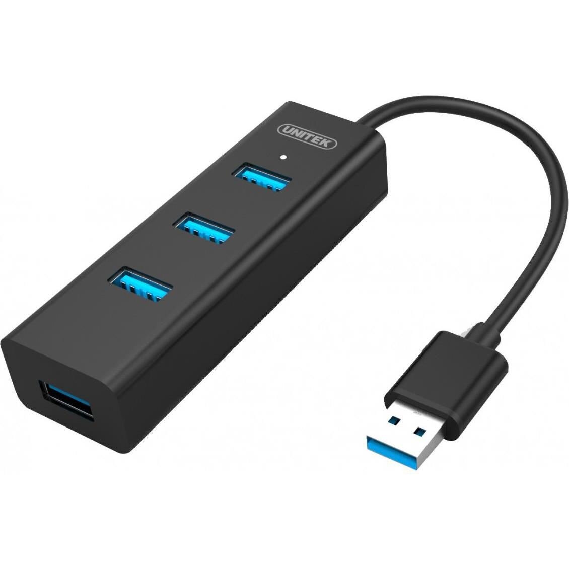 Hub USB Unitek Y-3089, pasiv, 4 USB 3.0, 1x micro USB, Negru