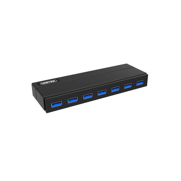 USB хъб Unitek Y-3184, активен, 7 x USB 3.0, Plug and play, Черен