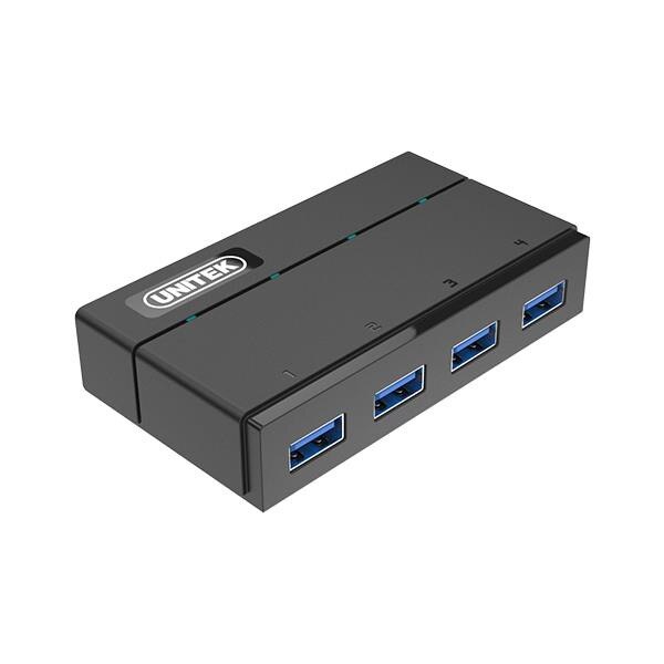 Hub USB Unitek Y-HB03001, activ, 4 x USB 3.0, Plug and Play, Negru