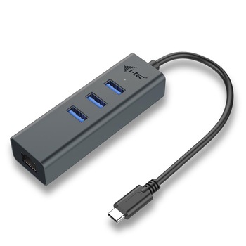 Hub USB I-tec C Metal 3 port Gigabit Ethernet 1x USB C to RJ-45 3x USB 3.0 LED Hub USB I-tec C Metal 3 port Gigabit Ethernet 1x USB C to RJ-45 3x USB 3.0 LED