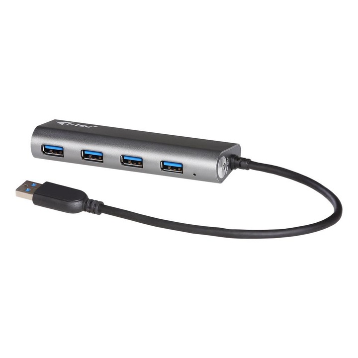 USB хъб I-tec, 3.0, Метално зарядно устройство, 4 порта с захранващ адаптер, 4x USB 3.0