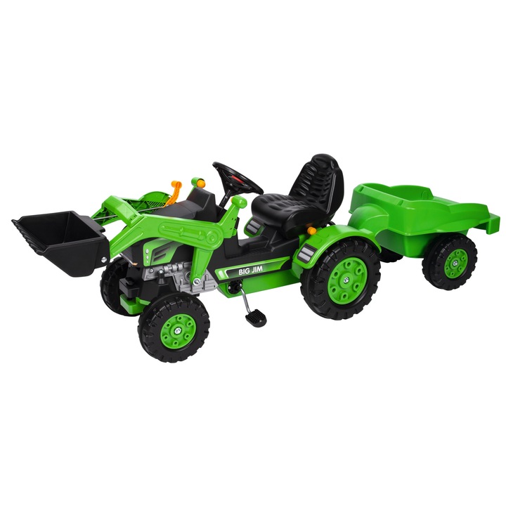 Big Jim Loader Traktor pedállal és utánfutóval