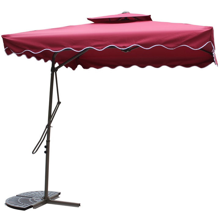Окачен чадър за тераса/градина Heinner, 220x220 см, Стомана/Полиестер, Червен