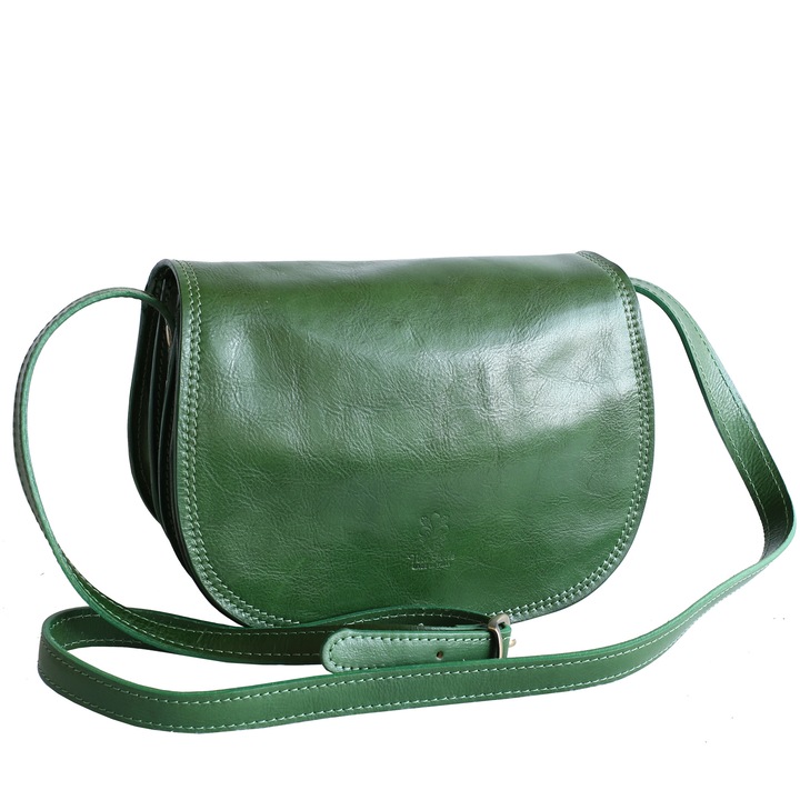 Geanta casual, tolba din piele naturala, verde, GD103F