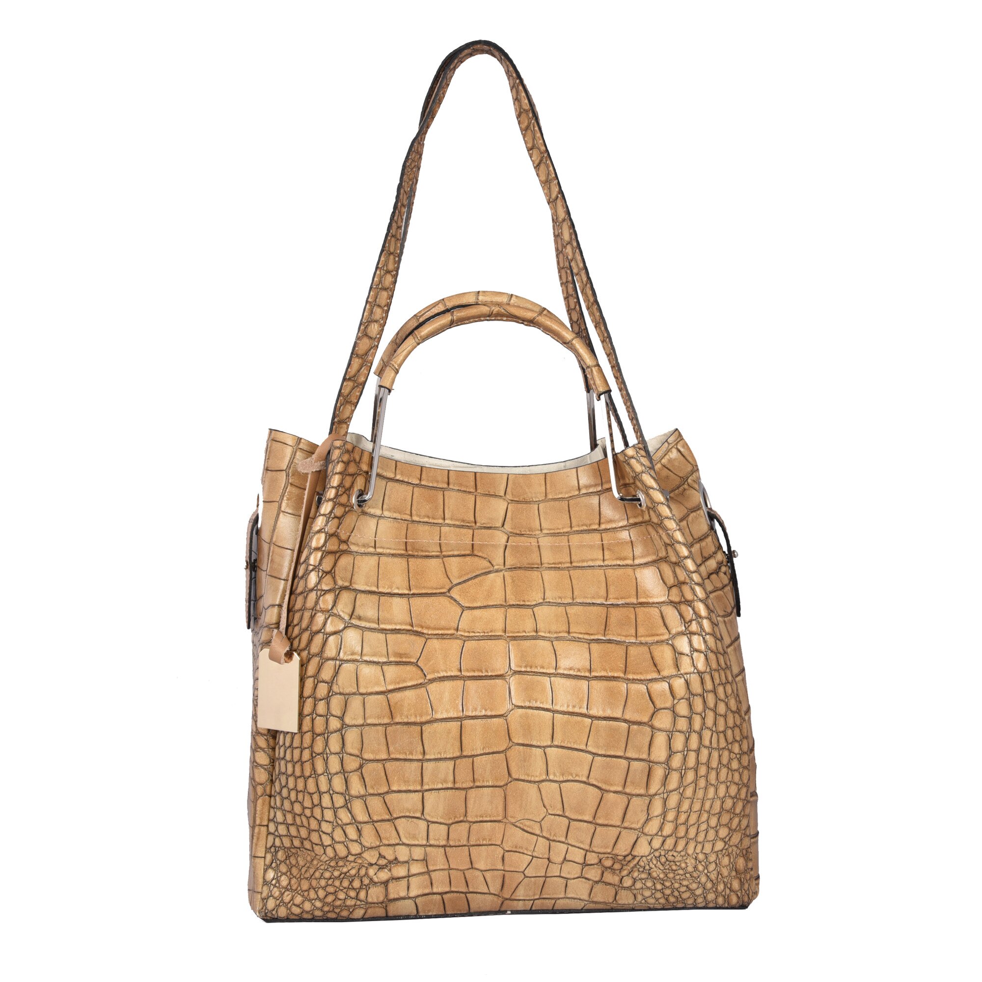 Geanta din piele, CAMELIA, EMILIO MASI, maro taupe, 29x30x14