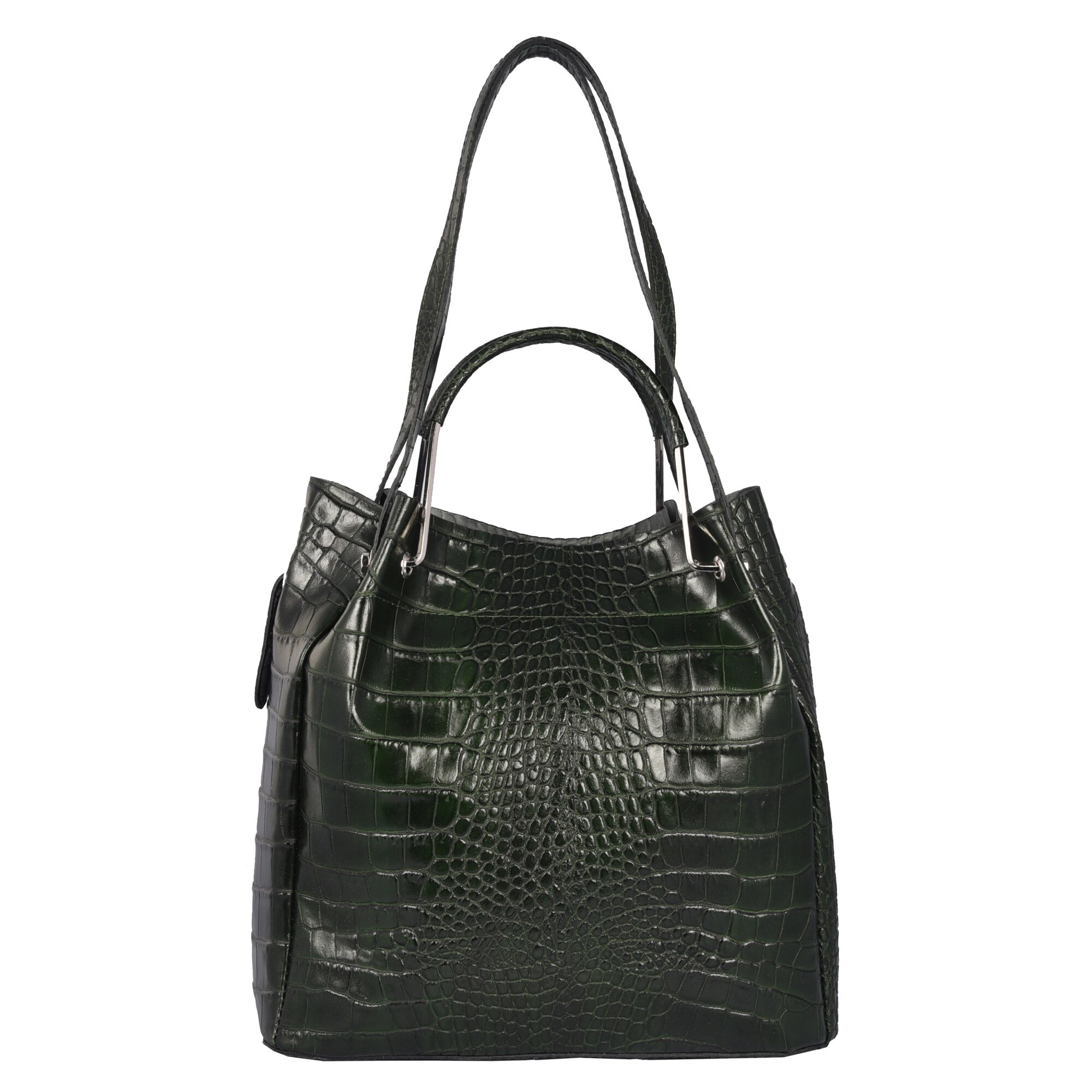 Geanta din piele, CAMELIA, EMILIO MASI, verde inchis, 29x30x14