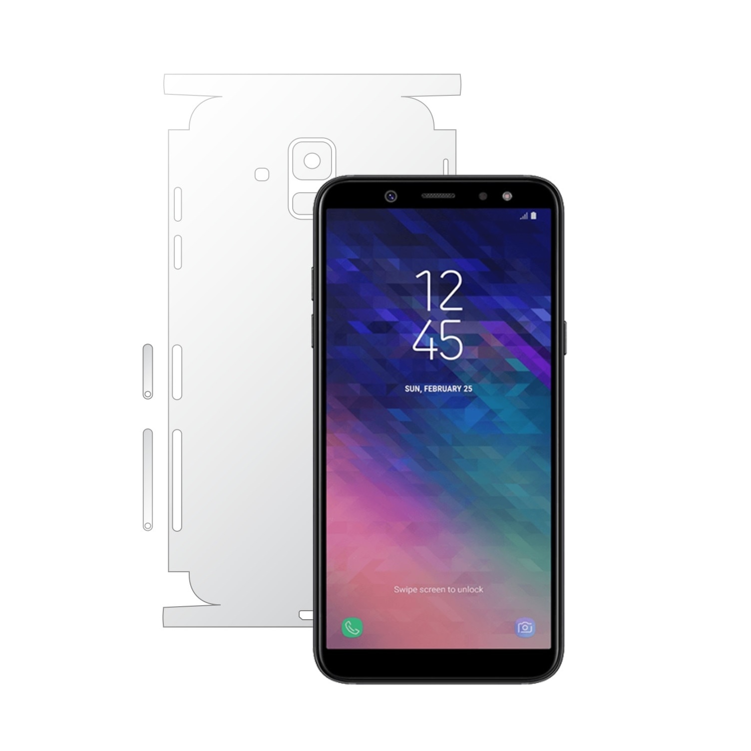 Folie Protectie Spate Invisible Skinz UHD AutoRegeneranta pentru Samsung Galaxy A6 (2018) - Folie Siliconica Ultra-Clear cu taiere 360 Cut pentru Carcasa Spate si Laterale, Skin Adeziv Transparent, Edge to Edge Full Case Cover