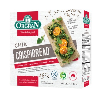Paine uscata din Chia fara gluten si alergeni, Orgran, 125 g Paine uscata din Chia fara gluten si alergeni, Orgran, 125 g