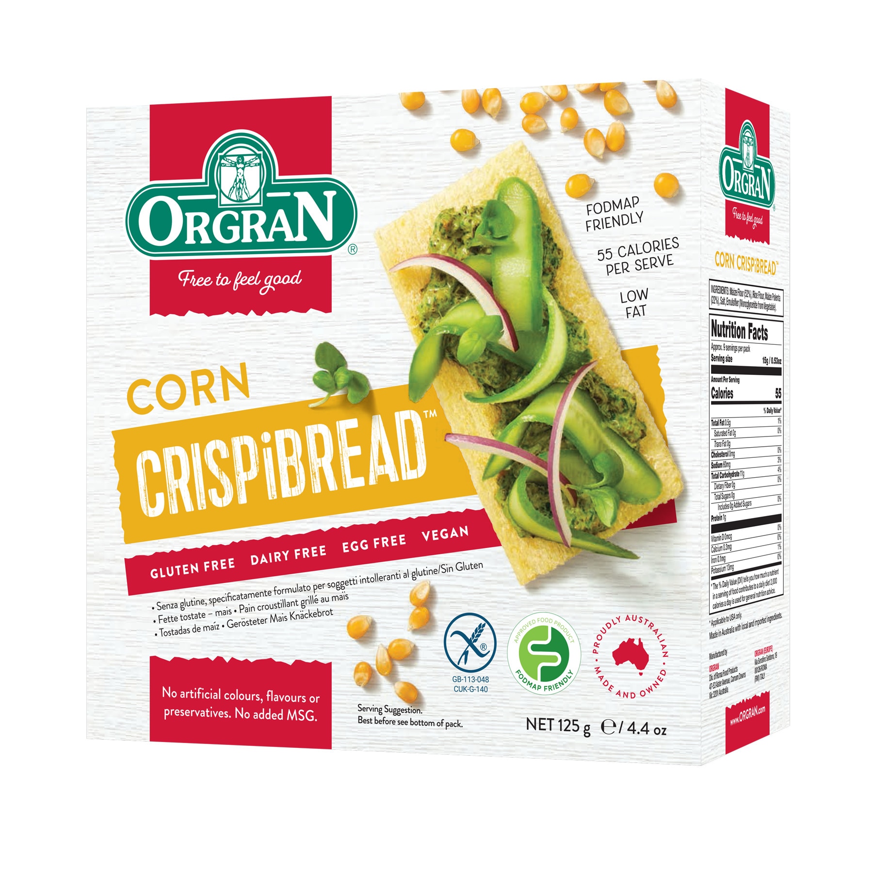 Paine uscata din porumb, Orgran, 125 g