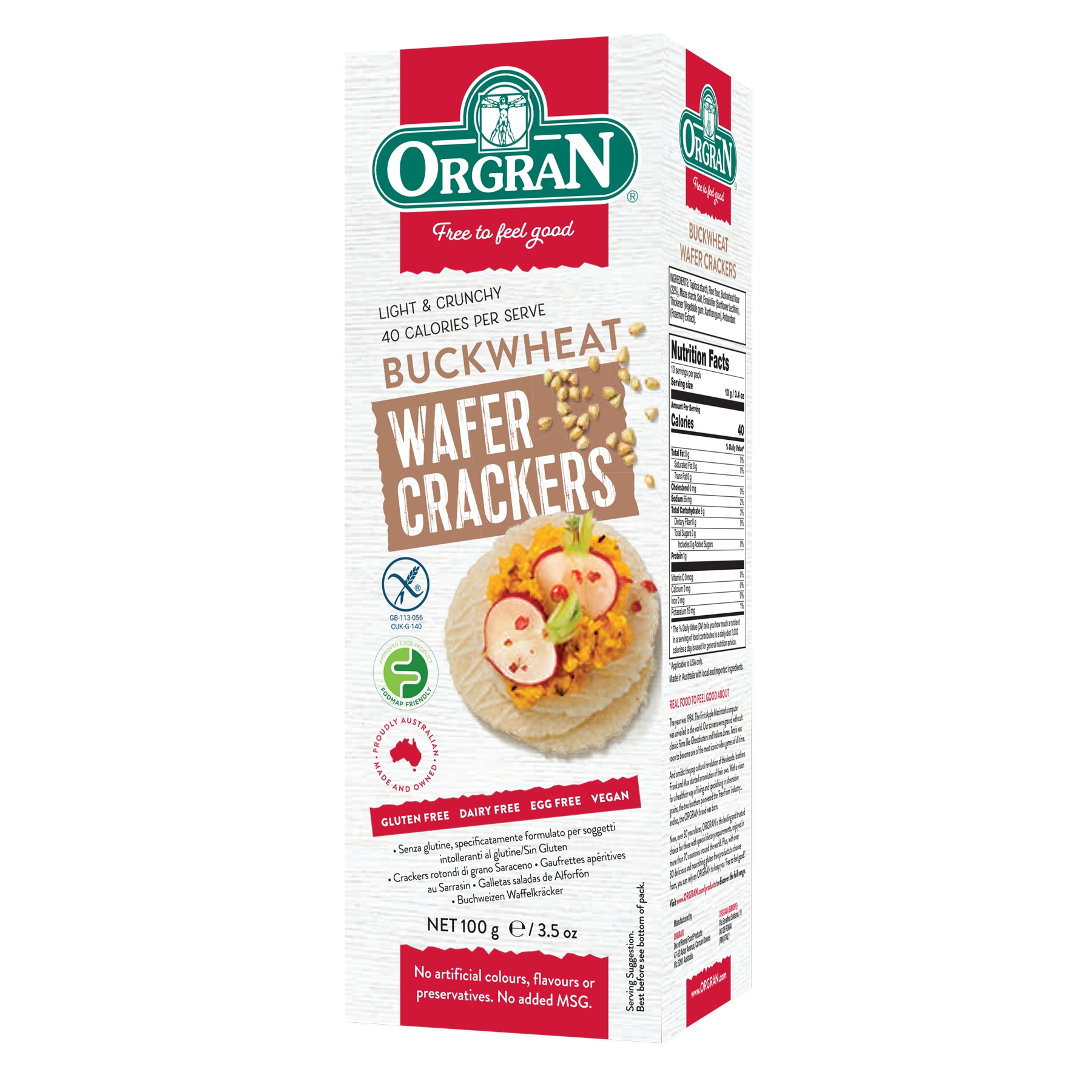 Crackers din hrisca, Orgran, fara gluten, vegan, 100g