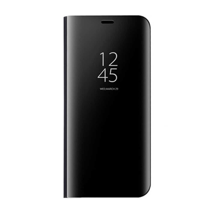 Калъф Huawei P30 Pro - Book Flip Mirror, полупрозрачен капак, черен