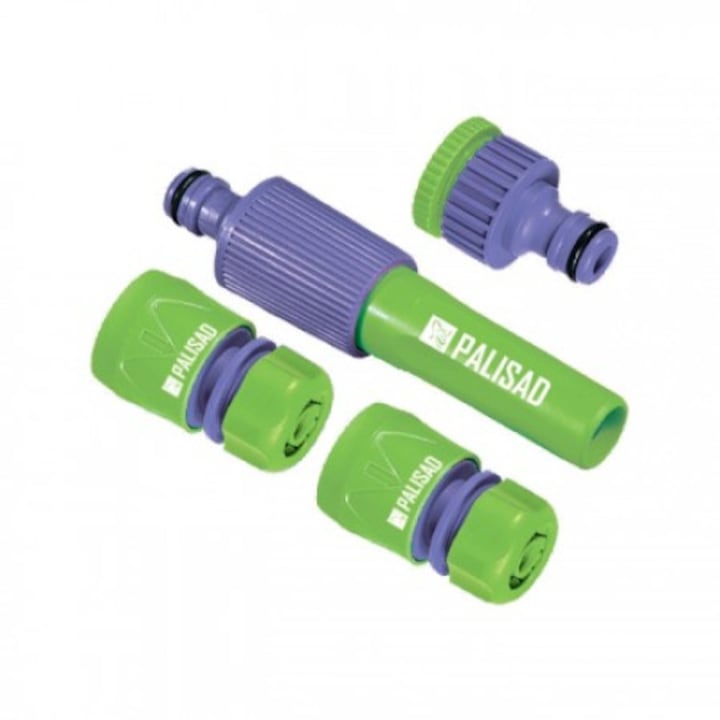 Set pentru conectare furtun 3/4" (duza, adaptor, 2 conectoare) din plastic, PALISAD