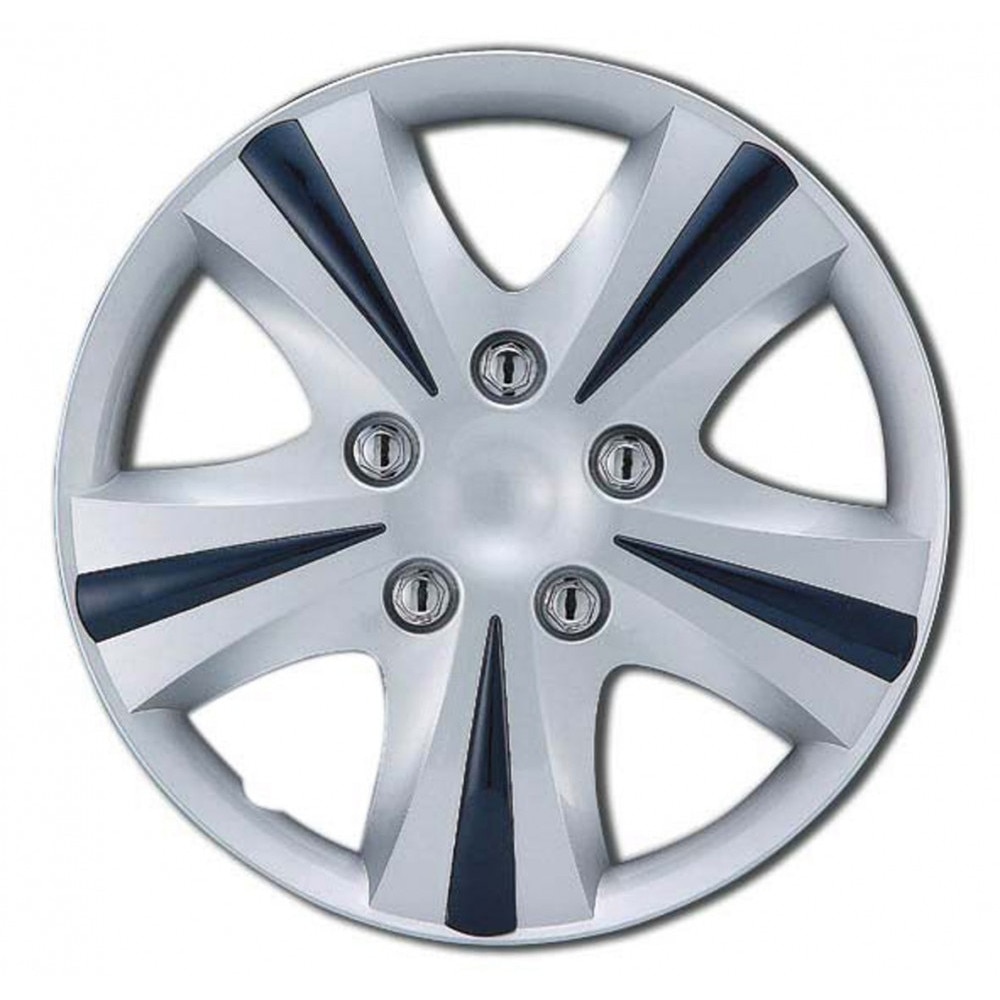 Set alcatuit din patru capace / aparatori / invelisuri roata / anvelopa , culoare argintiu cu negru cu diametrul de 14 inch