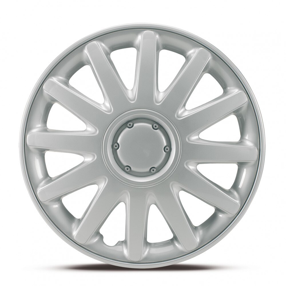 Set alcatuit din patru capace / aparatori / invelisuri roata / anvelopa , culoare argintiu cu diametrul de 15 inch tip american