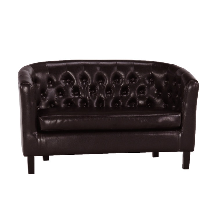 Set canapea si fotoliu de lux, piele eco maro inchis, Rochester, Bortis Impex