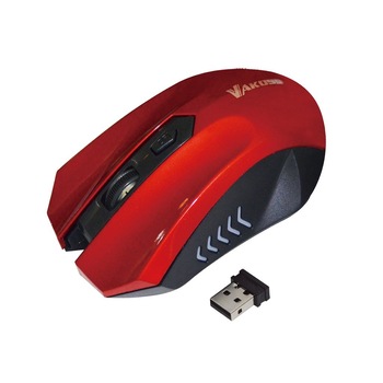 Mouse optic fara fir Vakoss, TM-658UR 4D, 800/1200/1600DPI, 2.4GHz, rosu Mouse optic fara fir Vakoss, TM-658UR 4D, 800/1200/1600DPI, 2.4GHz, rosu