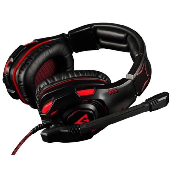 Casti de gaming wireless Redragon H868, Bluetooth/2.4 GHz, USB-C, RGB, cu microfon, 7.1, negre