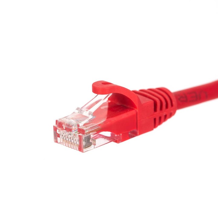 Netrack patch kábel, RJ45, kihúzás gátló, Cat 5e, UTP, 0,5 m, piros