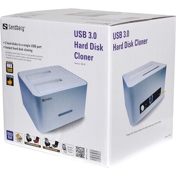 Statie de clonare hard disk Sandberg 2.5'', 3.5'', SATA, USB3.0, Alb Statie de clonare hard disk Sandberg 2.5'', 3.5'', SATA, USB3.0, Alb