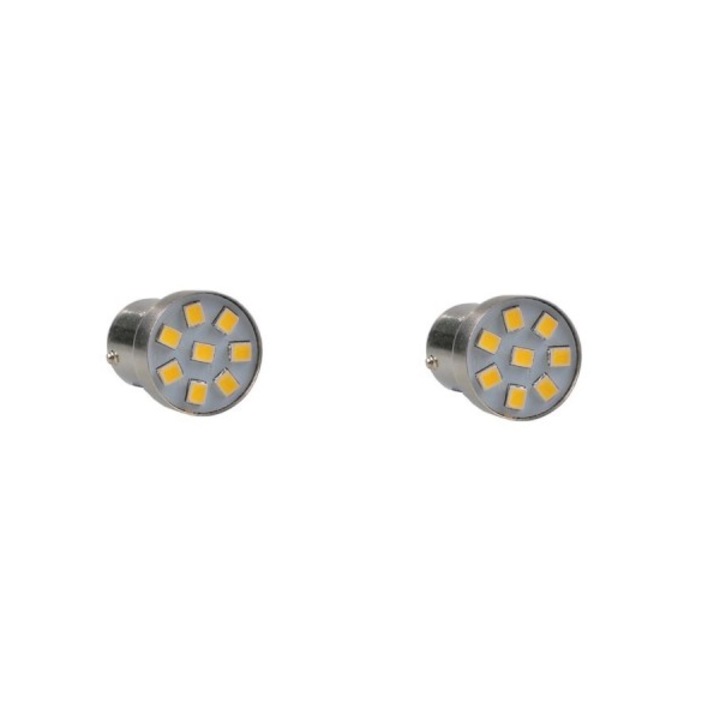 Set 2 bucati bec LED M-Tech BA15s 8xSMD3528 24V alb