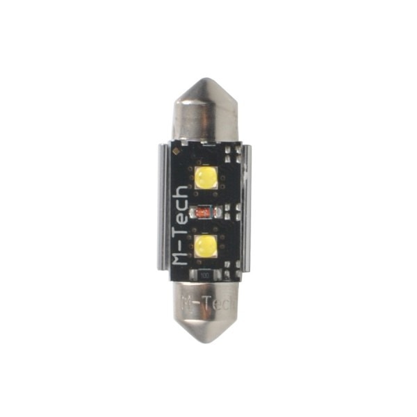Set 2 bucati bec LED Platinum M-Tech C5W 41mm 2xHP 12V alb