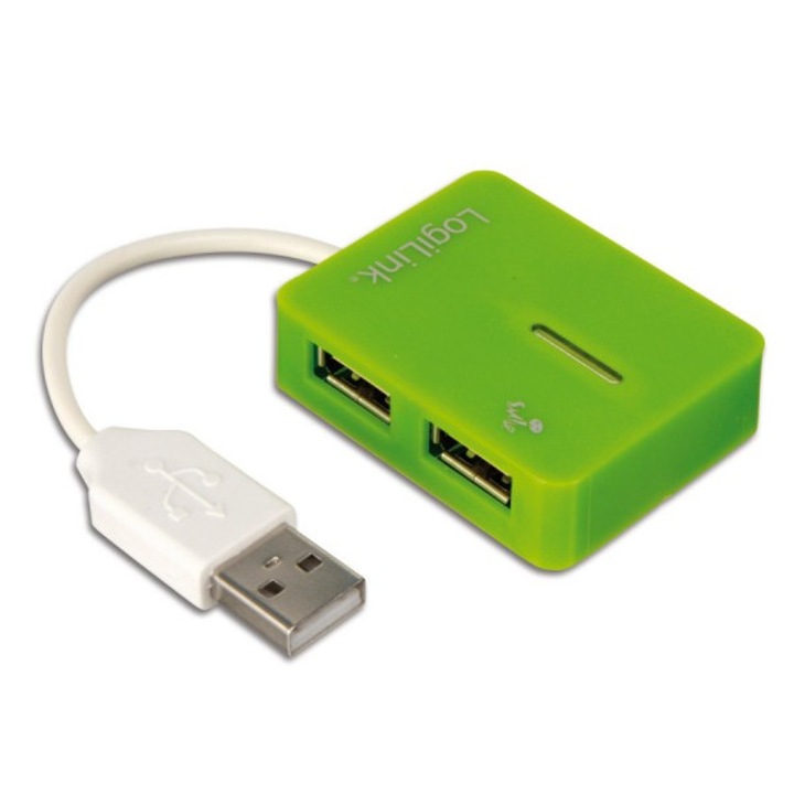 USB хъб, LogiLink, 2.0, 4 порта, ''Smile'', зелен