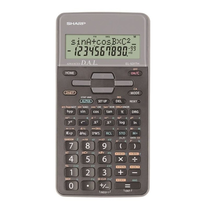 Научен калкулатор Sharp EL-531TH, 273 функции, 10 цифри, 161x80x15mm, черен със сиво