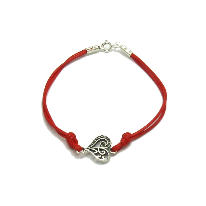 Дамска сребърна гривна Empress Сърце с червен конец B000205R проба 925