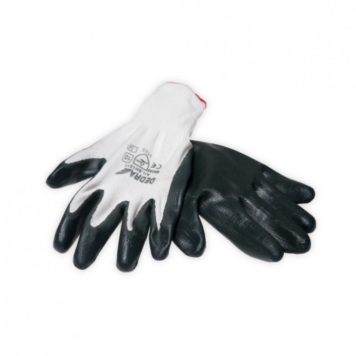 Set Manusi de protectie din poliester imersate partial in cauciuc, 12 perechi