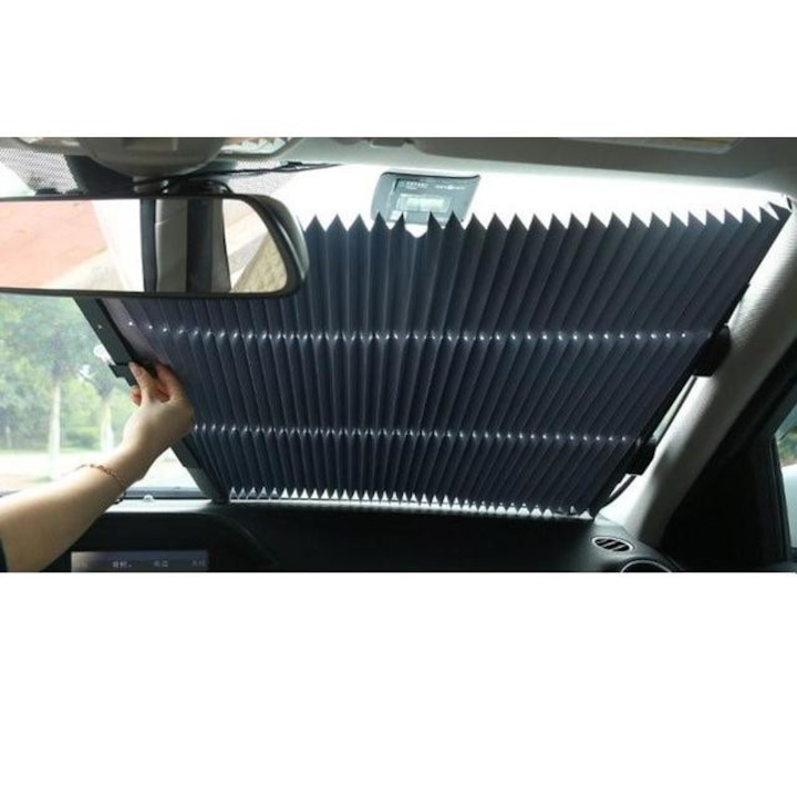 Щора , слънцезащитен сенник за кола за предно / задно стъкло Amio сгъваема , универсална, черна