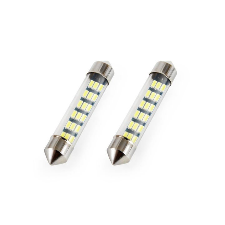Комплект диодни led крушки Amio, Festoon C5W, 18x SMD 3014, 12V, 41mm, 01092/71821, ASAMI