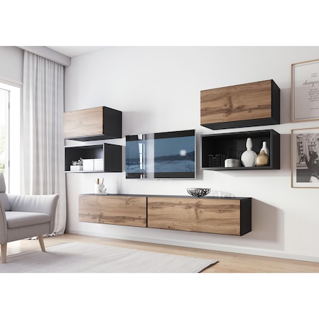 Living Kring Augusta, 225/190/39, antracit / stejar wotan