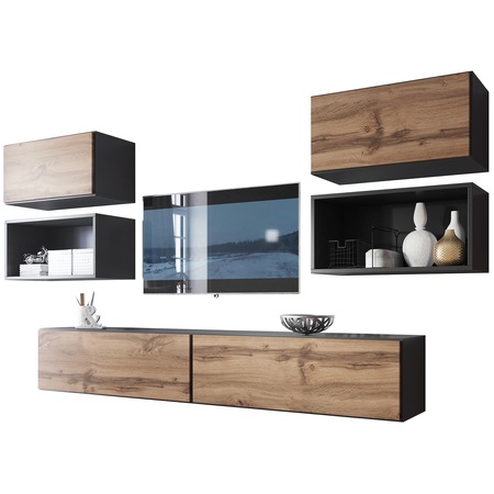 Living Kring Augusta, 225/190/39, antracit / stejar wotan