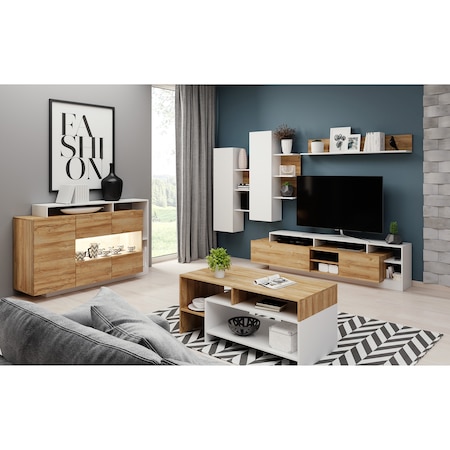 Living Kring Malva, 260 x 172 x 40 , alb/ stejar