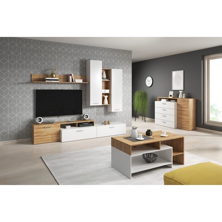 Living Kring Miro, 240 x 200 x 44, alb/ stejar