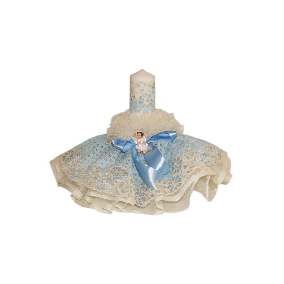 Lumanare pentru botez, dantela, 30x7 cm, dae2844