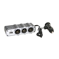 Incarcator Auto Omega cu 3 porturi bricheta auto si port USB 500mA,cu cablu 60cm