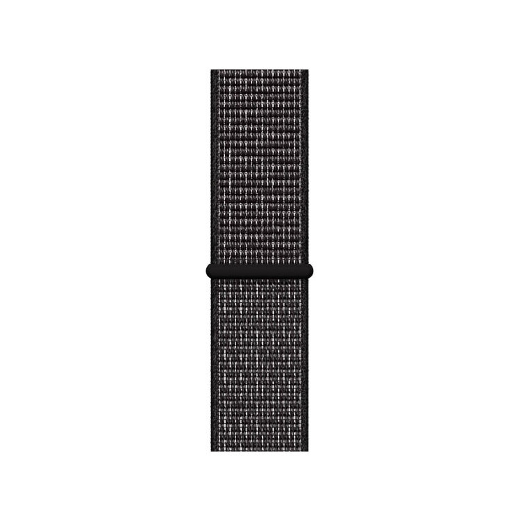 Curea textila, Compatibila cu Apple Watch 1/2/3/4, Bratara Sport cu arici, 44mm, Negru Reflectorizant