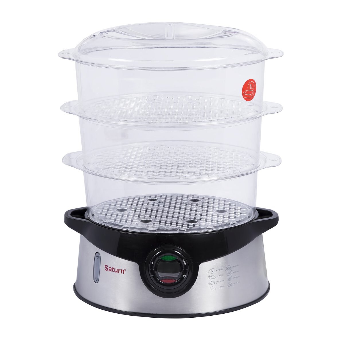 Aparat gatit cu aburi Saturn ST-EC0105,putere 800W, capacitate totala recipiente 9l