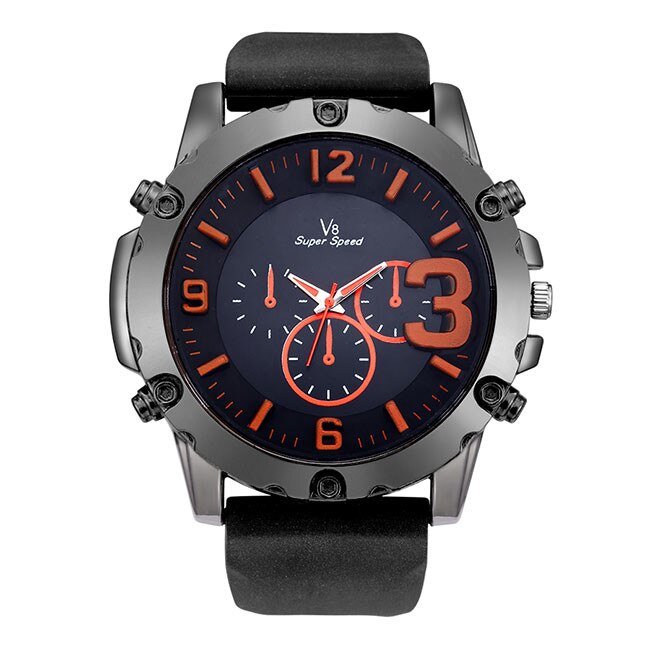 Ceas Barbatesc Quartz V6 Casual Elegant Orange, CP9288OE, curea din silicon, afisaj analog