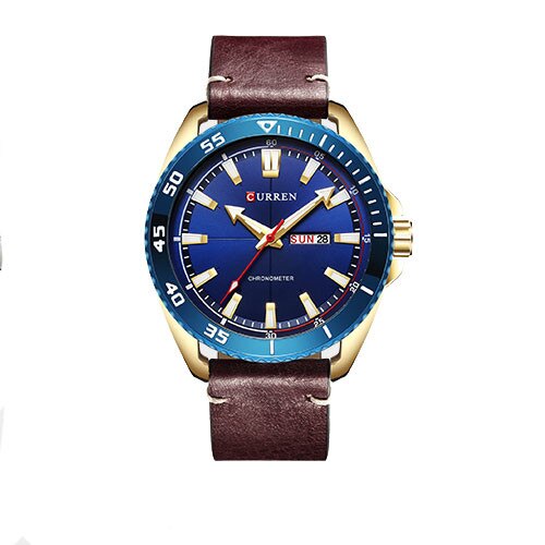 Ceas Barbatesc Quartz Curren Casual Elegant Albastru, CP99677AU, curea din piele, afisaj analog